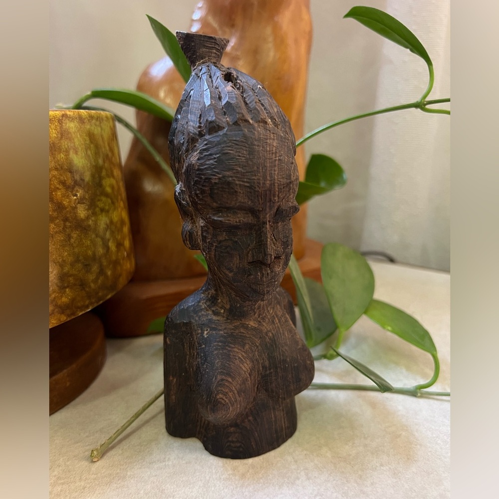 Vintage Wooden Carved African Tribe Woman